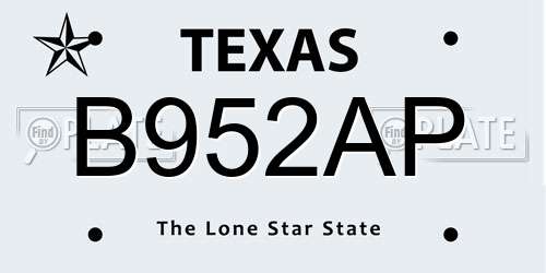 B952AP Texas License Plate