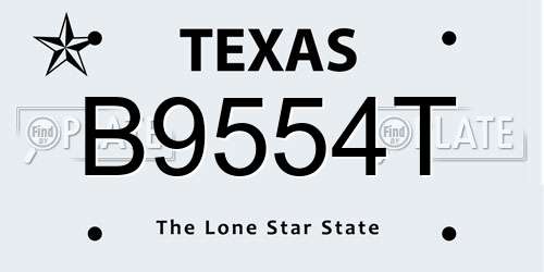 B9554T Texas License Plate