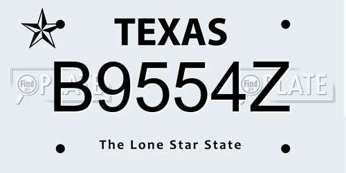 B9554Z Texas License Plate