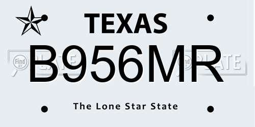 B956MR Texas License Plate