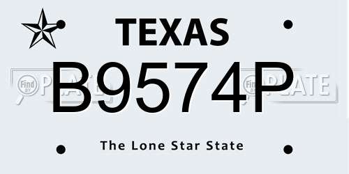 B9574P Texas License Plate