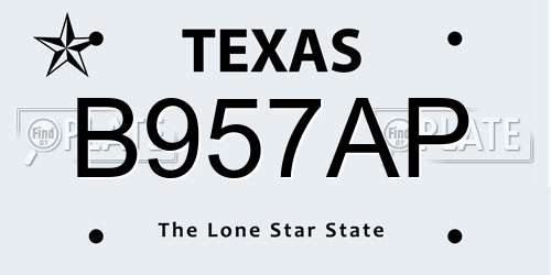 B957AP Texas License Plate