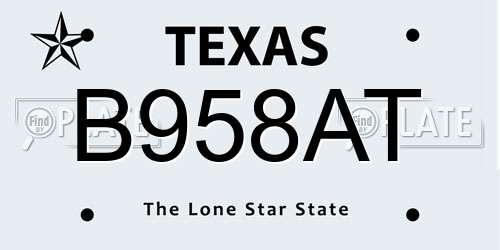 B958AT Texas License Plate