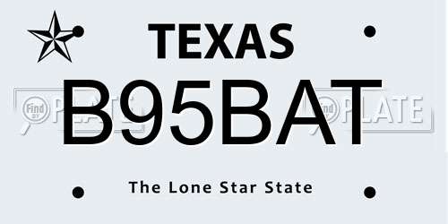 B95BAT Texas License Plate