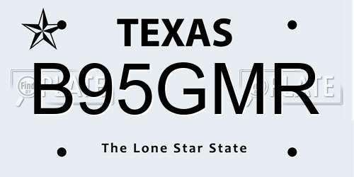 B95GMR Texas License Plate