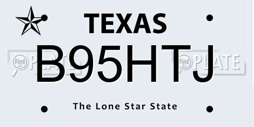 B95HTJ Texas License Plate