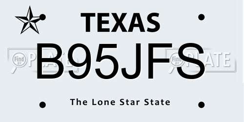 B95JFS Texas License Plate