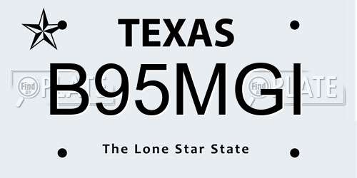 B95MGI Texas License Plate