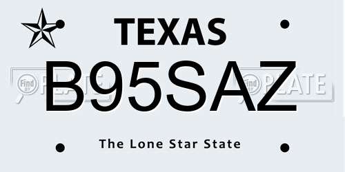 B95SAZ Texas License Plate