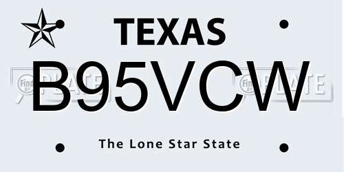 B95VCW Texas License Plate