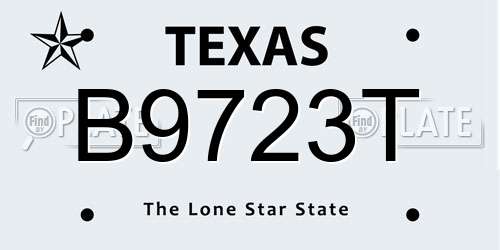 B9723T Texas License Plate