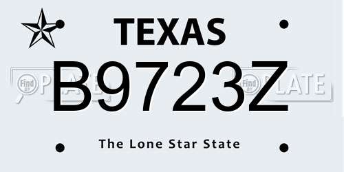 B9723Z Texas License Plate