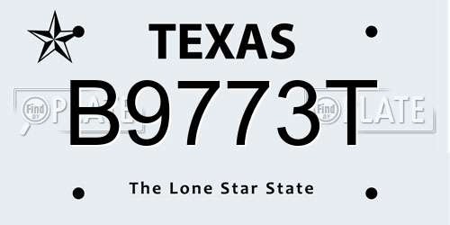 B9773T Texas License Plate