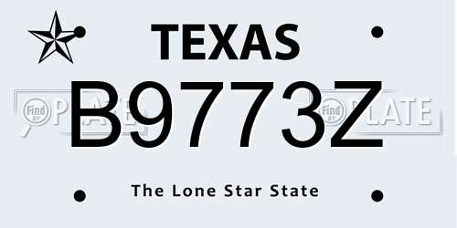 B9773Z Texas License Plate