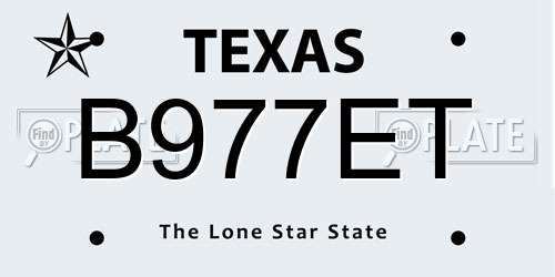 B977ET Texas License Plate