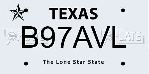 B97AVL Texas License Plate