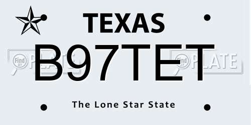 B97TET Texas License Plate