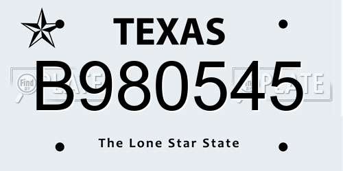 B980545 Texas License Plate