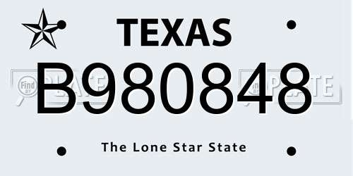B980848 Texas License Plate