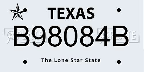 B98084B Texas License Plate