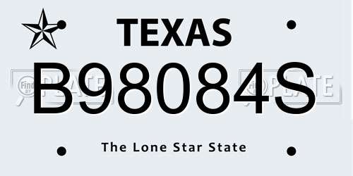B98084S Texas License Plate