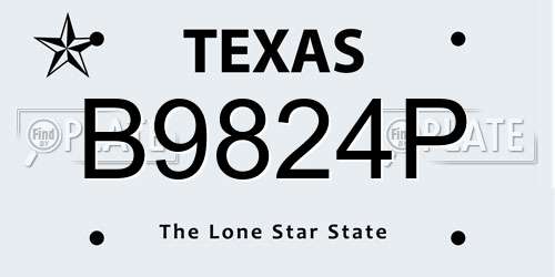 B9824P Texas License Plate