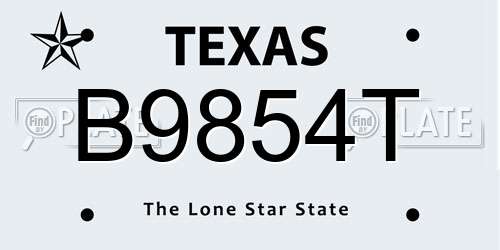 B9854T Texas License Plate