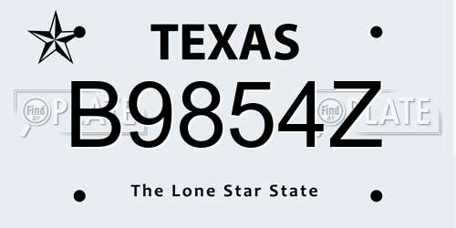 B9854Z Texas License Plate