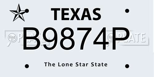 B9874P Texas License Plate