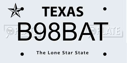 B98BAT Texas License Plate