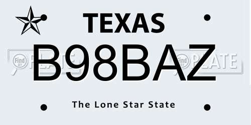 B98BAZ Texas License Plate