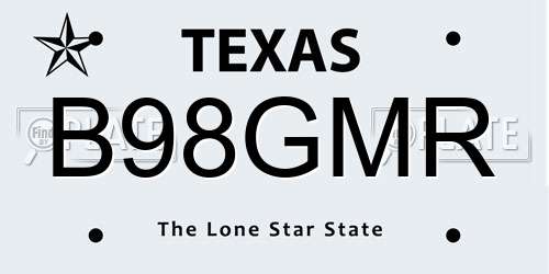 B98GMR Texas License Plate