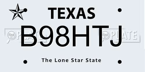 B98HTJ Texas License Plate