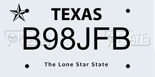 B98JFB Texas License Plate