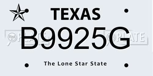 B9925G Texas License Plate