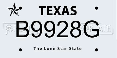 B9928G Texas License Plate