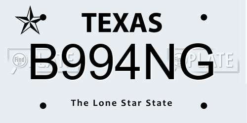 B994NG Texas License Plate