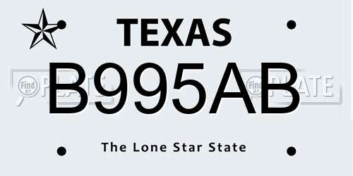 B995AB Texas License Plate