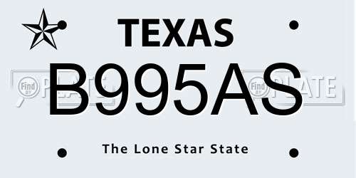 B995AS Texas License Plate