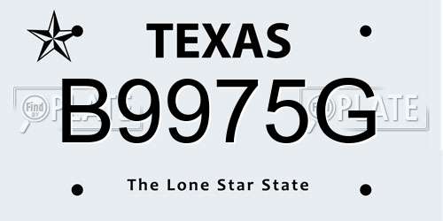B9975G Texas License Plate