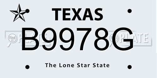 B9978G Texas License Plate