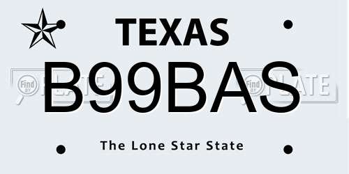 B99BAS Texas License Plate