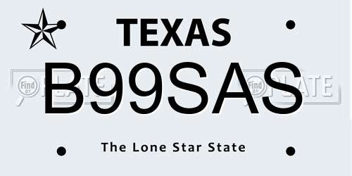 B99SAS Texas License Plate