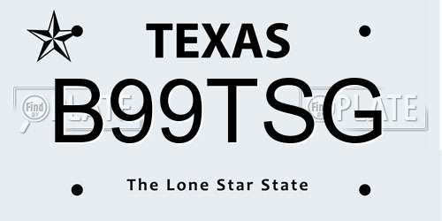 B99TSG Texas License Plate