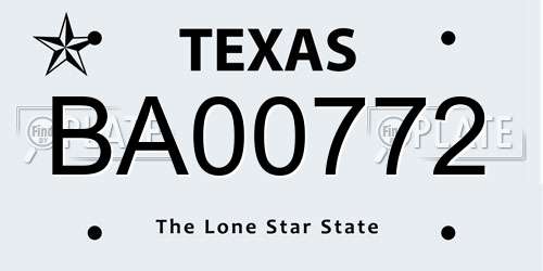 BA00772 Texas License Plate