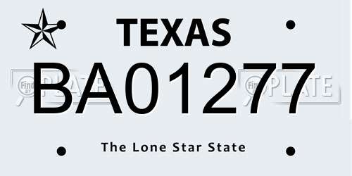 BA01277 Texas License Plate