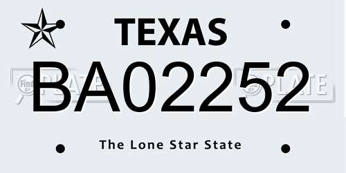 BA02252 Texas License Plate