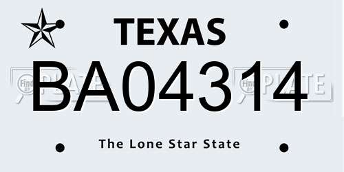 BA04314 Texas License Plate