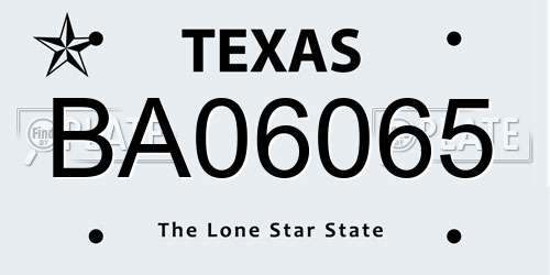 BA06065 Texas License Plate