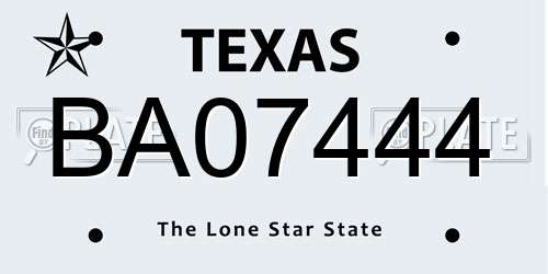 BA07444 Texas License Plate